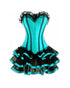 Burlesque Costume Plus Size Satin Overbust Corset With Black Frill Tutu Skirt Gothic