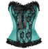 Plus Size Satin Corset And Black Frill And Net Burlesque Bustier Overbust Costume