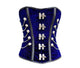 Plus Size Velvet Corset Black Faux Leather Strips Steampunk Costume Overbust - CorsetsNmore