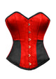 Plus Size Red Black Satin Corset Gothic Burlesque Waist Training Bustier Overbust Costume