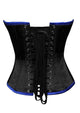Black Blue Satin Corset Gothic Burlesque Waist Training Bustier Overbust Top - CorsetsNmore