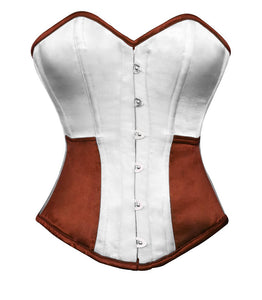 White Red Satin Corset Gothic Burlesque Waist Training Bustier Overbust Top