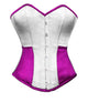 White Purple Satin Corset Gothic Burlesque Overbust Costume for Mardi Gras