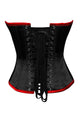 Black Red Satin Corset Gothic Burlesque Waist Training Bustier Overbust Costume - CorsetsNmore