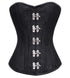 Black Brocade Spiral Steel Boned Corset Waist Training Seal Lock Overbust Top
