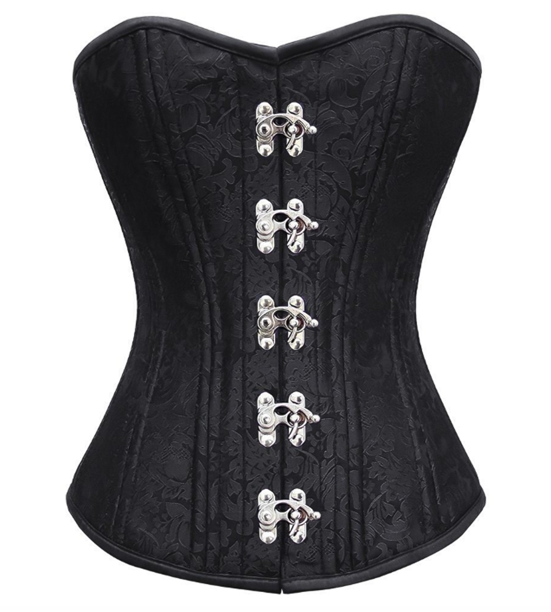 Black Brocade Spiral Steel Boned Plus Size Overbust Corset Top
