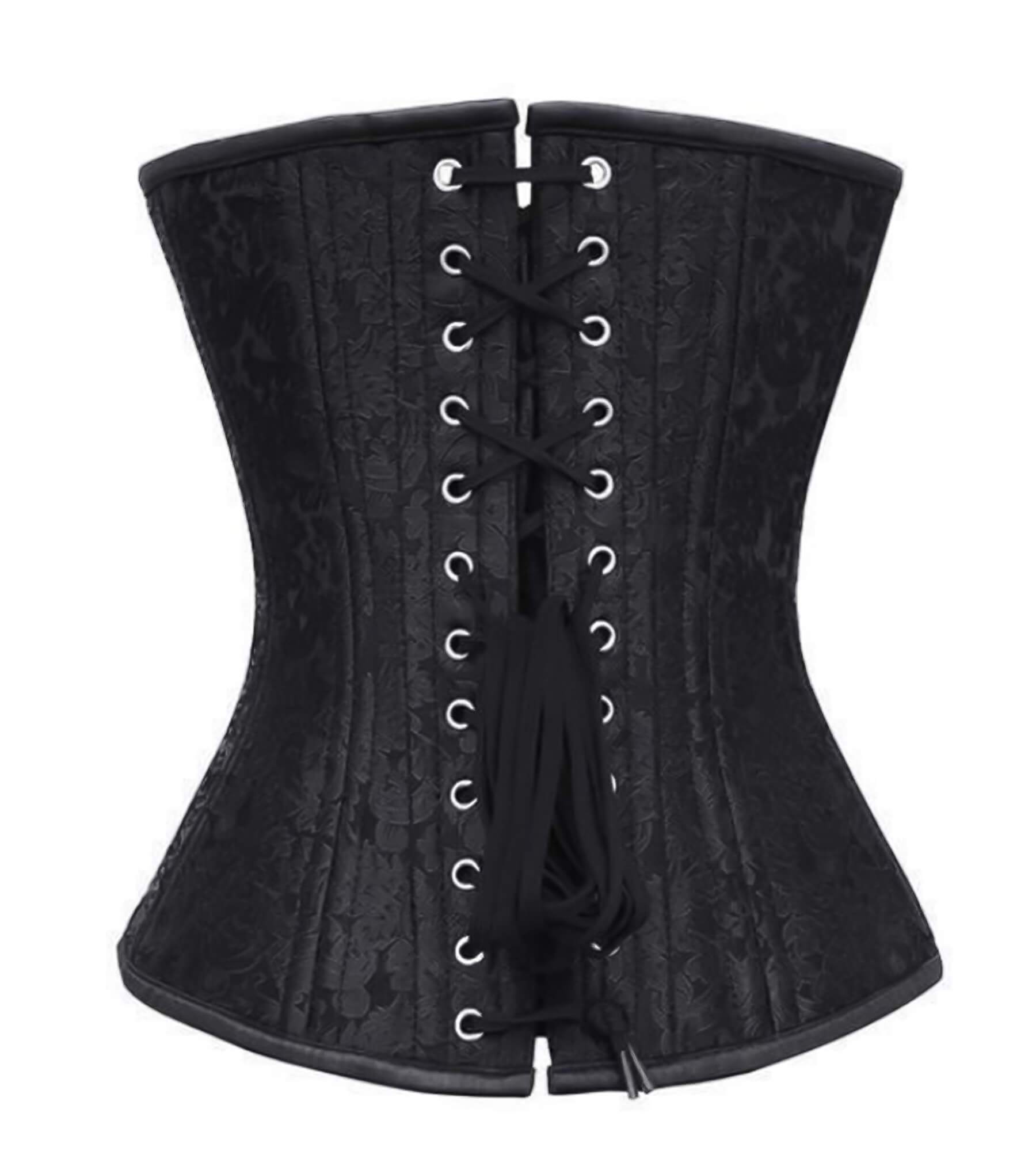 Black 28 steel bones boned Waist Training Underbust lace up corset