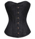 Black Brocade Spiral Steel Boned Overbust Plus Size Corset Antique Busk Waist Training Bustier Top