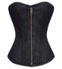 Black Brocade Spiral Steel Boned Corset Waist Training Overbust Top