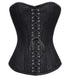 Black Brocade Spiral Steel Boned Corset Waist Training Overbust Top