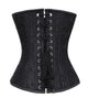 Black Brocade Spiral Steel Boned Overbust Plus Size Corset Front Lace Opening Waist Training Bustier Top - CorsetsNmore