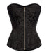 Black Brocade Spiral Steel Boned Corset For Waist Training Bustier Overbust Top