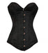 LONGLINE Corset Black Brocade Gothic Burlesque Costume Waist Training Overbust Top