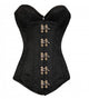 Plus Size Black Brocade Gothic Burlesque Costume Overbust Corset Waist Training Antique Clasps LONGLINE Bustier Top