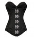 Black Brocade Gothic Plus Size Overbust Corset Waist Training Bustier Silver Clasps Burlesque Costume LONGLINE Top
