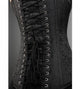 Black Brocade Gothic Plus Size Overbust Corset Burlesque Costume Waist Training Front Closed LONGLINE Bustier Top - CorsetsNmore