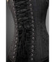 Black Brocade Gothic Burlesque LONGLINE Corset Waist Training Front Black Lace Overbust Top-