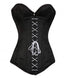 LONGLINE Black Brocade Gothic Burlesque Corset Costume Waist Training Overbust Top