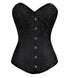 Black Brocade Spiral Steel Boned LONGLINE Corset Goth Burlesque Waist Training Costume Overbust Bustier Top