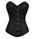 Plus Size Black Brocade Spiral Steel Boned Overbust Corset Burlesque Costume Bustier Top