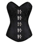 Black Brocade Spiral Steel Boned LONGLINE Corset Waist Training Goth Burlesque Costume Seal Lock Opening Overbust Bustier Top-