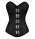 Black Brocade Spiral Steel Boned Plus Size Corset Costume Seal Lock LONGLINE Overbust Bustier Top