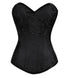 Black Brocade Spiral Steel Boned Overbust Plus Size Glossy Corset Front Closed Goth Burlesque Costume Waist Training