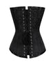 Plus Size Black Brocade Spiral Steel Boned Overbust Corset Front White Lace Goth Burlesque Costume Waist Training LONGLINE Bustier Top