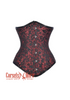 Plus Size Red and Black Brocade Spiral Steel Boned Corset Waist Training Bustier LONG Underbust Corset Top