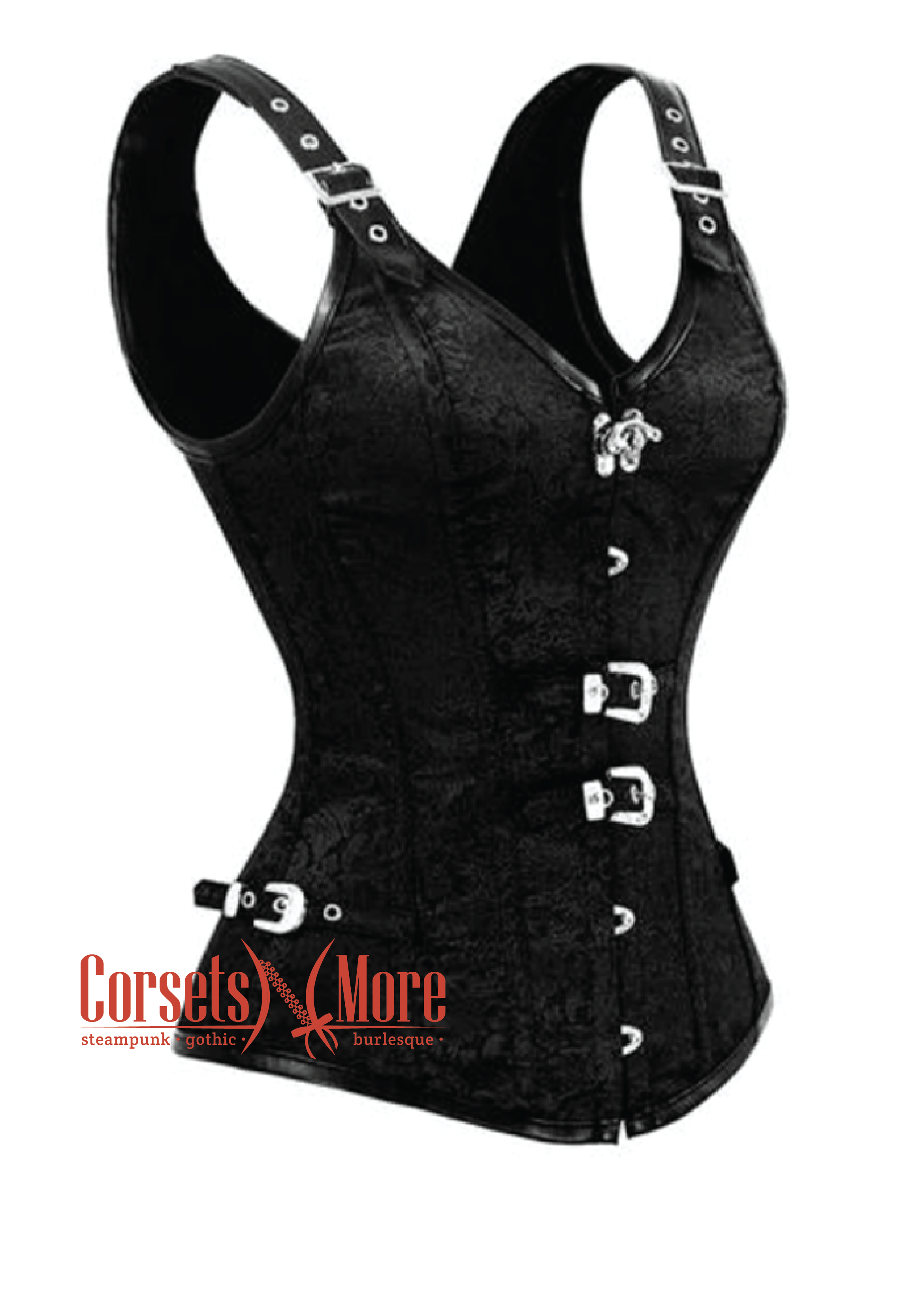 Exclusive long brocade corset, black, blue, red, green available. Gothic,  historical, stempunk, prom, gift corset, couture, steel-boned