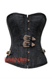 Plus Size Black Brocade Antique Buckles Clasps Gothic Costume Waist Training Bustier Overbust Corset Top