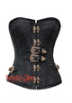Plus Size Black Brocade Antique Buckles Gothic Costume Waist Training Bustier Overbust Corset Top