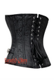 Plus Size Black Brocade Silver Zipper Gothic Costume Waist Training Bustier Overbust Corset Top