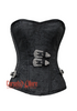 Black Brocade Gothic Costume Waist Training Bustier Overbust Corset Top