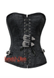 Black Brocade Front Lace Gothic Costume Waist Training Bustier Overbust Corset Top
