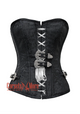 Plus Size Black Brocade Front Lace Gothic Costume Waist Training Bustier Overbust Corset Top