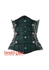 Green and Black Striped Brocade Steampunk Underbust Costume Corset