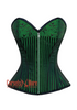Green And Black Brocade Silver Zipper Steampunk Overbust Costume Corset