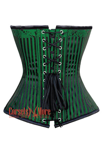 Green And Black Front Lace Brocade Steampunk Overbust Costume Corset
