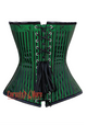 Plus Size Green And Black Brocade Antique Clasps Steampunk Overbust Costume Corset