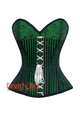Plus Size Green And Black Brocade Steampunk Overbust Costume Corset