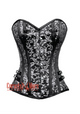 Plus Size Black and Silver Brocade Steampunk Overbust Gothic Costume Corset