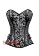 Black and Silver Brocade Steampunk Overbust Gothic Costume Corset