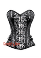 Black and Silver Brocade With Silver Clasps Steampunk Overbust Costume Corset