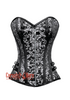 Black and Silver Brocade With Silver Zipper Steampunk Overbust Costume Corset
