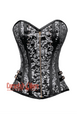 Plus Size Black and Silver Brocade With Antique Zipper Steampunk Overbust Costume Corset