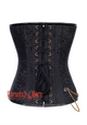 Black Brocade Leather With Silver Zipper Steampunk Overbust Costume Corset