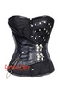 Black Brocade Leather Steampunk Overbust Costume Corset