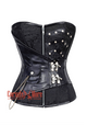 Black Brocade Leather With Silver Zipper Steampunk Overbust Costume Corset
