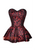 Red and Black Brocade Gothic Burlesque Overbust Corset Dress